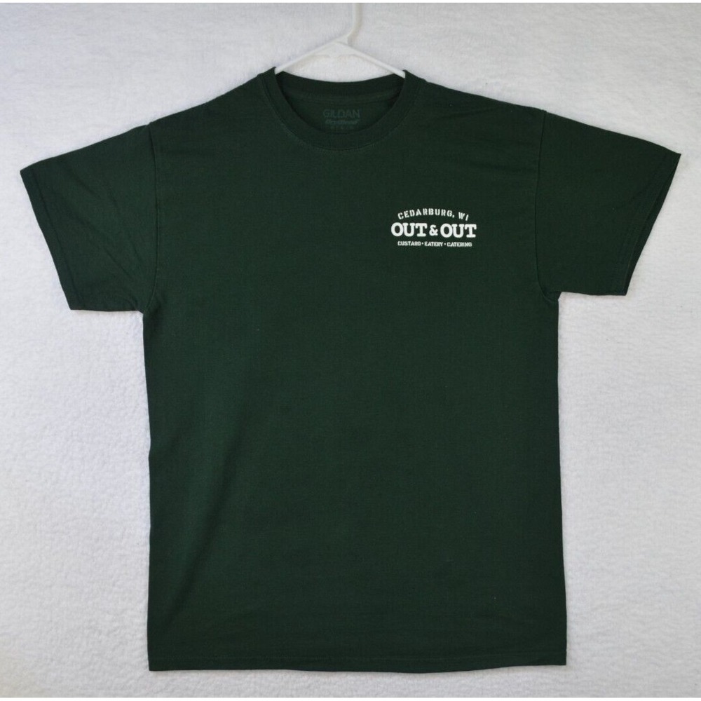 Out & Out‎ Cedarburg Wisconsin WI Shirt Mens Medium Green Custard Eatery Dining